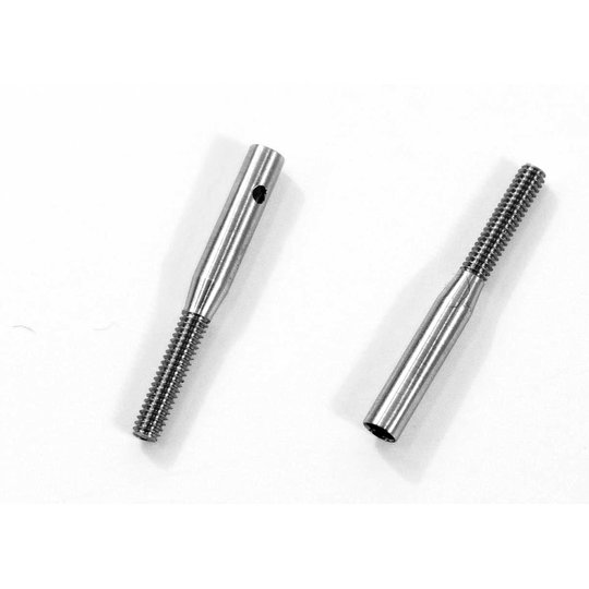 M2 Stainless Steel Pushrod Ends for 1.3mm Rods (2) (PE-13MM-SS)