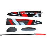 Standard layup, 6 servo<br> Top: red & white design on black<br> Bottom: black with red-white fade tip stripe (100g) (4)