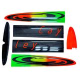 Light layup, IDS not fitted<br> Top: black cent panels w/orange Cayley text, tips with green-yellow-orange swirl<br>Bottom:white stripes(38)