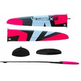 Standard layup, 4 servo<br> Top: magenta & white design on black<br> Bottom: black with magenta-white fade tip stripe (3)