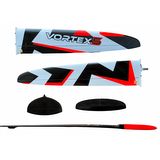 Standard layup, 4 servo<br> Top: red & white design on black<br> Bottom: black with red-white fade tip stripe (4)