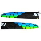 Standard Spread Carbon CW40<br>Top: blue green fade honeycomb design on natural carbon<br> bottom: black with two white stripes (2)