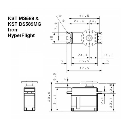 KST MS589 Servo 9.2Kg.cm 0.08s 38.0g 15mm