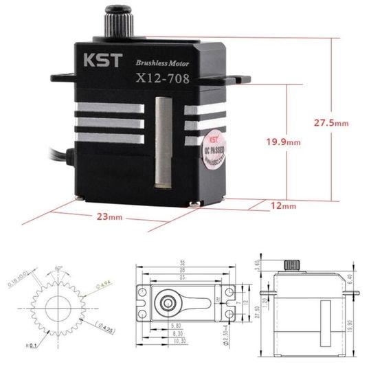 KST X12708 Brushless Servo 9.3Kg.cm 0.07s 21.3g 12mm