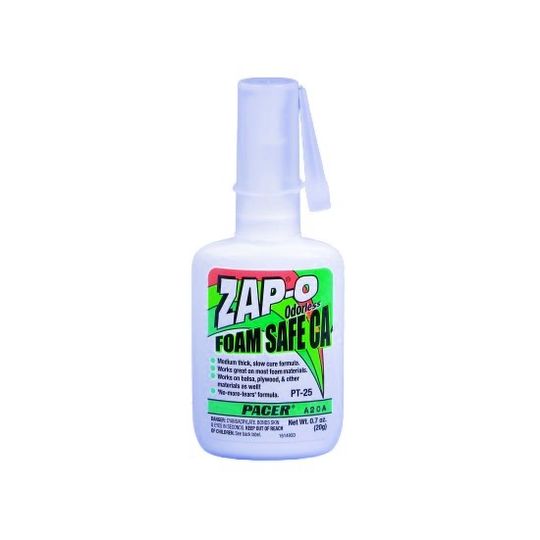 ZAP Odourless Foam Safe CA+ 0.7 oz Superglue PT25 (ZAP-FOAM-SAFE-CA)
